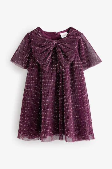 |Girl| Vestido De Malha Brilhante - Roxo Ameixa (3 meses a 7 anos)