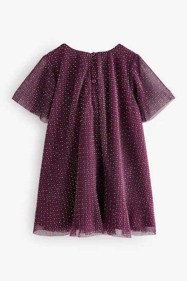 |Girl| Vestido De Malha Brilhante - Roxo Ameixa (3 meses a 7 anos)