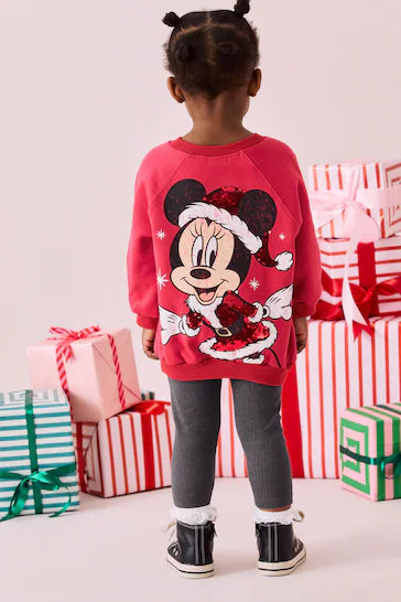 |Girl| Conjunto De Leggings De Natal Vermelho Da Disney Minnie Mouse (3 meses a 7 anos)