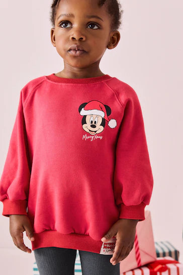 |Niña| Conjunto de leggings navideños rojos de Minnie Mouse de Disney (de 3 meses a 7 años)