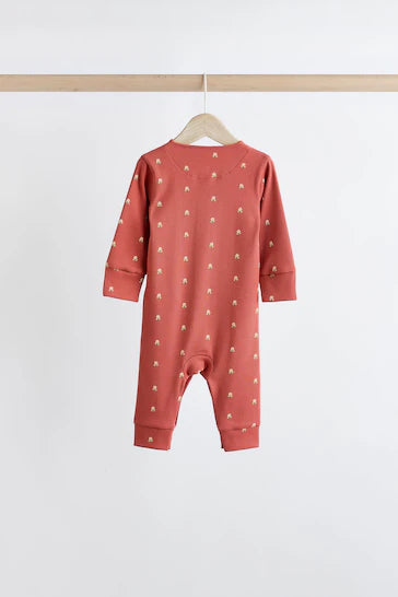 |BabyGirl| Conjunto De 4 Macacões Para Bebês Sem Pés – Floral Verde/Laranja (0 meses a 3 anos)