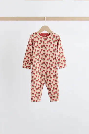 |BabyGirl| Conjunto De 4 Macacões Para Bebês Sem Pés – Floral Verde/Laranja (0 meses a 3 anos)