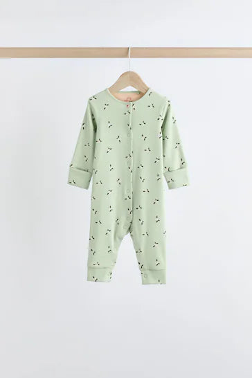 |BabyGirl| Conjunto De 4 Macacões Para Bebês Sem Pés – Floral Verde/Laranja (0 meses a 3 anos)