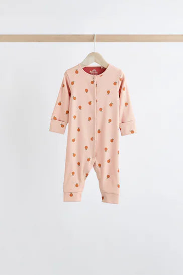 |BabyGirl| Conjunto De 4 Macacões Para Bebês Sem Pés – Floral Verde/Laranja (0 meses a 3 anos)