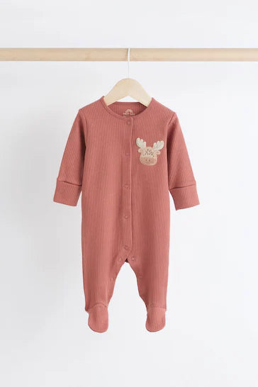 |BabyGirl| Conjunto De 3 Pijamas Para Bebê Com Estampa Sorridente - Marrom/Caqui (0 meses a 2 anos)