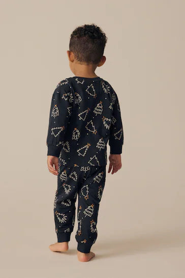 |NiñaGrande| Pijama Familiar 100% Algodón, Árbol de Navidad Infantil, Negro/Blanco (9 meses a 16 años)