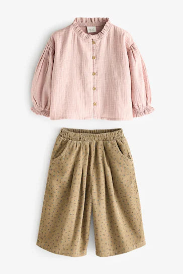 |Niña| Conjunto de blusa y pantalón coordinados - Rosa (3 meses a 8 años)