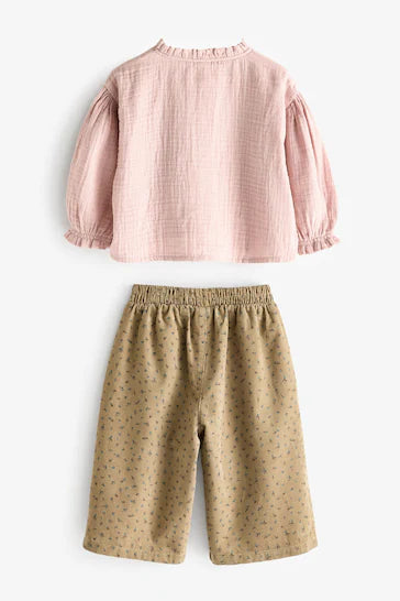 |Niña| Conjunto de blusa y pantalón coordinados - Rosa (3 meses a 8 años)