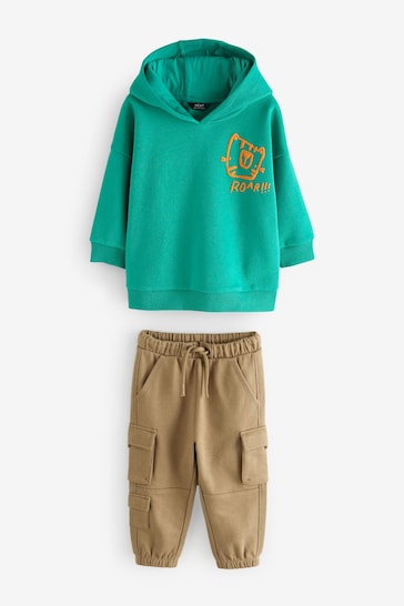 |Boy| Conjunto De Moletom Com Capuz e Jogging Carpenter - Utilitário Verde/Bronzeado (3 meses a 7 anos)