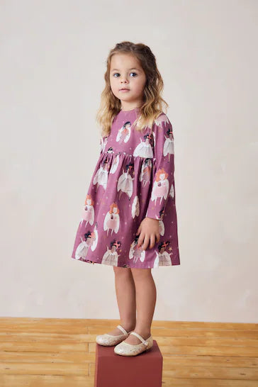 |Girl| Vestido Em Jersey De Manga Comprida 100% Algodão - Roxo (3 meses a 7 anos)