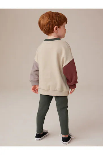 |Niño| Conjunto de sudadera y leggings color block Stone Fox (3 meses a 7 años)