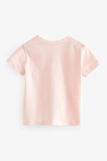 |Niño| Camiseta Manga Corta 100% Algodón - Dinosaurio Lindo Rosa (3 meses a 7 años)