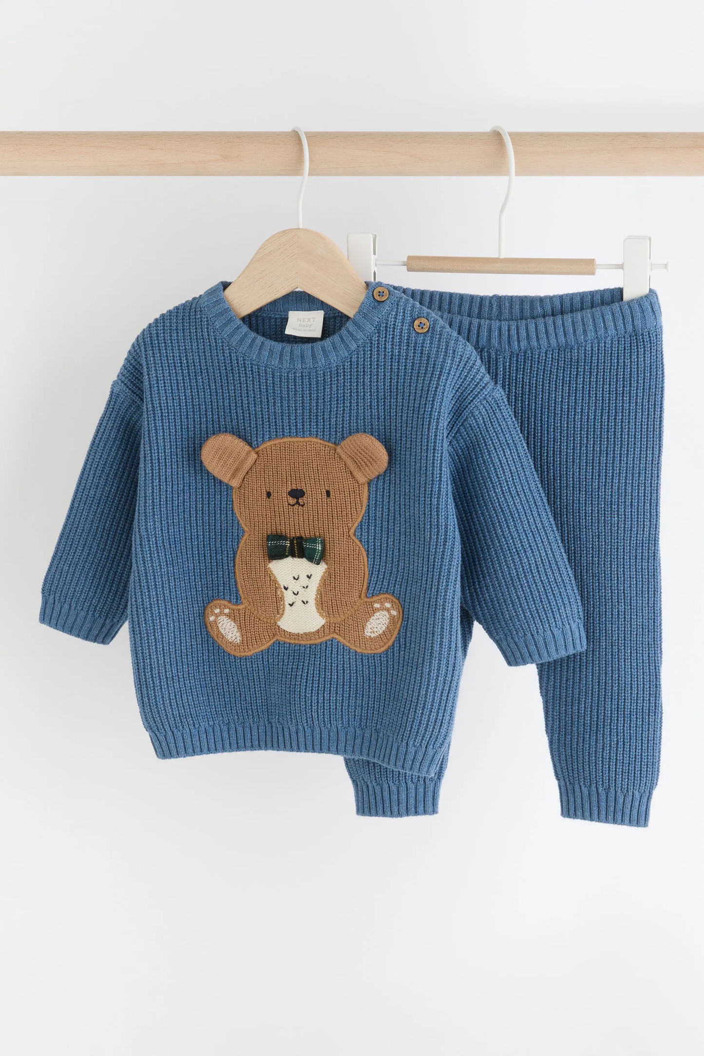 |BabyBoy| Conjunto De Blusa e Leggings De Malha 100% Algodão Para Bebê - Urso Azul (0 meses a 2 anos)