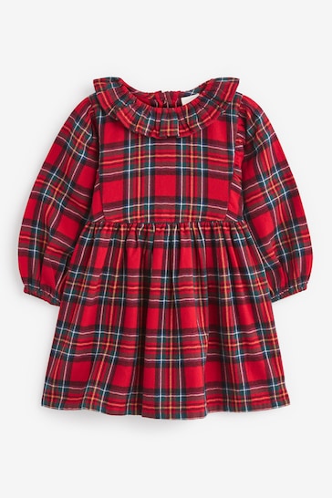 |Girl| Vestido Com Gola Babado - Red Check (3 meses a 8 anos)