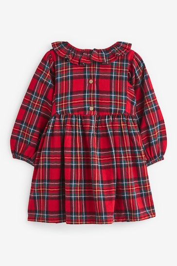 |Girl| Vestido Com Gola Babado - Red Check (3 meses a 8 anos)