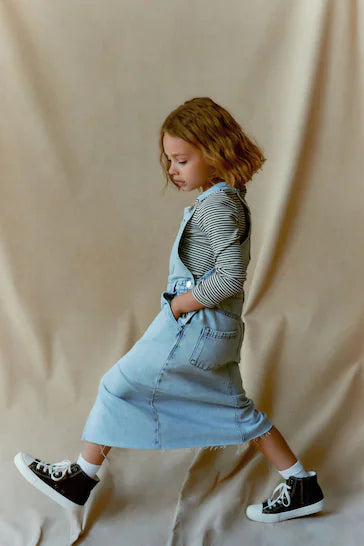 |Girl| Vestido Maxi Avental - Blue Denim (3-16 anos)