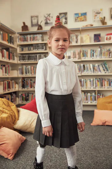 |Niña| Camisa escolar blanca de manga larga con cuello bonito (3-14 años)