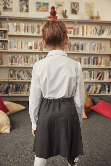 |Niña| Camisa escolar blanca de manga larga con cuello bonito (3-14 años)