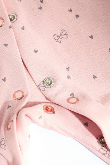 |BabyGirl| Pacote De 3 Pijamas Para Bebê Rosa Com Turbante Combinando (0 meses a 2 anos)
