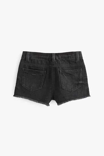 |BigGirl| Shorts Com Barra Desfiada -  Black (3-16 anos)