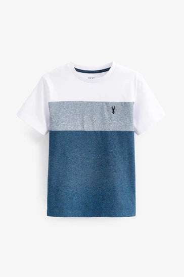 |Niño| Camiseta de manga corta Colorblock -Textura Azul Blanco (3-16 años)