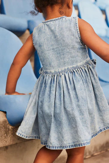 |BigGirl| Vestido Peplum - Jeans Azul (3 meses a 8 anos)