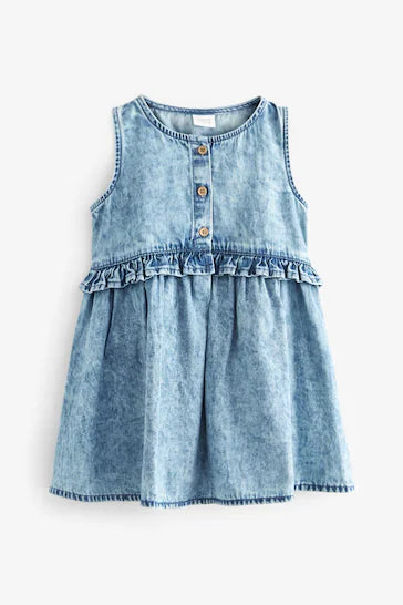 |BigGirl| Vestido Peplum - Jeans Azul (3 meses a 8 anos)