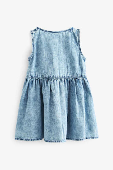 |BigGirl| Vestido Peplum - Jeans Azul (3 meses a 8 anos)