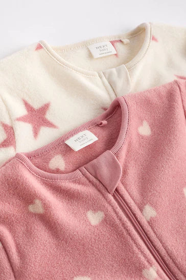 |Niña| Conjunto de 2 pijamas de micropolar rosa bebé