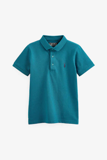 Camisa Polo De Manga Curta - Teal Blue (3-16 anos)