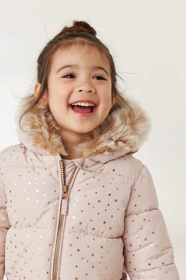 |Niña| Mono para nieve con estampado metalizado resistente a la lluvia en rosa (de 3 meses a 7 años)