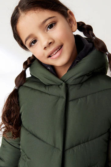 |Girl| Casaco Acolchoado Chevron Resistente Ao Chuveiro (2-16 anos)