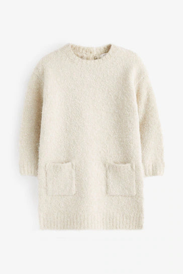 |Girl| Vestido Jumper Bouclé - Ecru Cream Marl (3 meses a 7 anos)