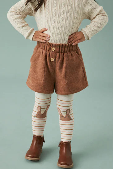 |Girl| Conjunto De Shorts e Collants Pull-On -Rust (3 meses a 7 anos)