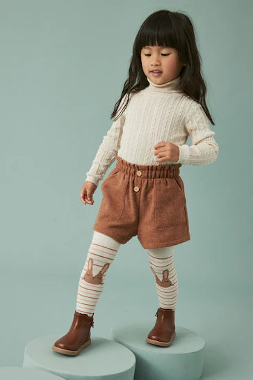 |Girl| Conjunto De Shorts e Collants Pull-On -Rust (3 meses a 7 anos)