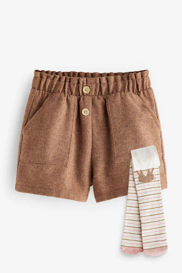 |Girl| Conjunto De Shorts e Collants Pull-On -Rust (3 meses a 7 anos)