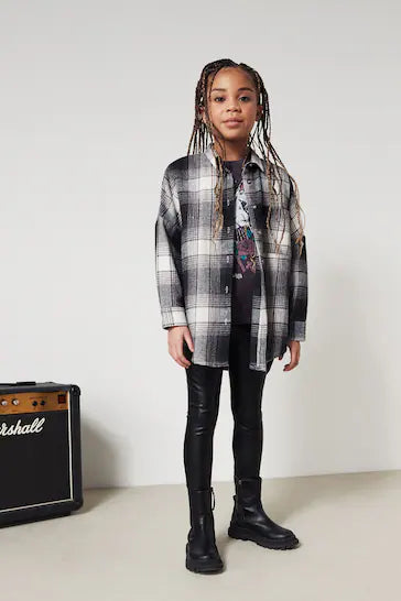 |Girl| Camisa Grande - Black/White Check (3-16 anos)