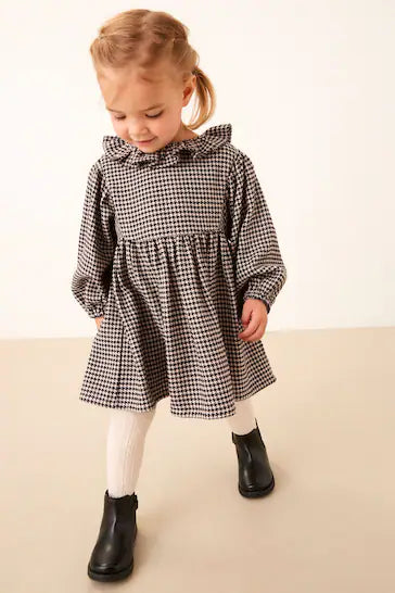 |Girl| Vestido Com Gola Babado - Black Check (3 meses a 8 anos)