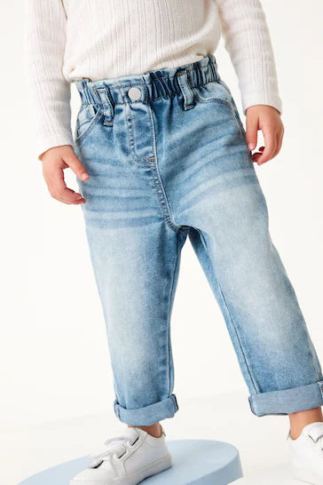 |Girl| Mom Jeans - Denim Mid Wash (3 meses a 7 anos)