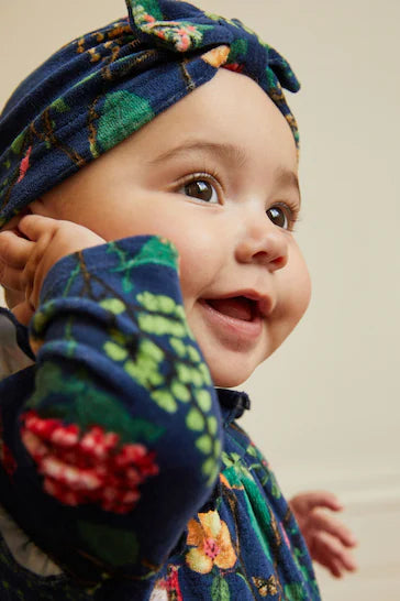 |Niña| Pijama para Bebé en Terciopelo Azul Marino (0 meses a 3 años)