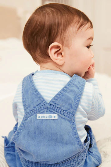 |BabyBoy| Conjunto De Macacão Jeans e Macacão De Jérsei Com Apliques Para Bebê (0 meses a 2 anos)