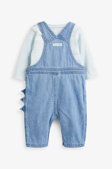 |BabyBoy| Conjunto De Macacão Jeans e Macacão De Jérsei Com Apliques Para Bebê (0 meses a 2 anos)