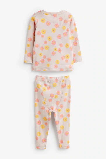 |Niña| Pack de 3 pijamas de flores de conejo rosa/amarillo (de 9 meses a 8 años)