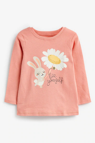 |Girl| Pacote Com 3 Pijamas Florais Coelho Rosa/Amarelo (9 meses a 8 anos)