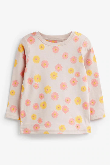 |Niña| Pack de 3 pijamas de flores de conejo rosa/amarillo (de 9 meses a 8 años)