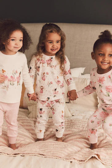 |Niña| Pack de 3 pijamas Hada blanca rosa/crudo (de 9 meses a 12 años)