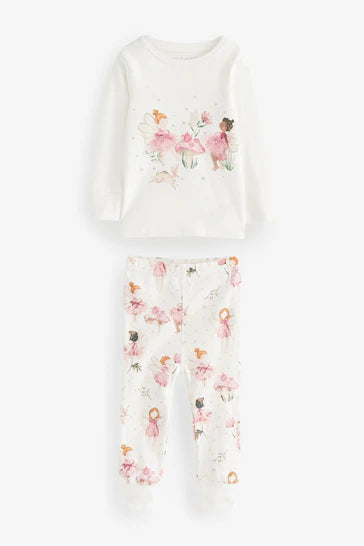 |Niña| Pack de 3 pijamas Hada blanca rosa/crudo (de 9 meses a 12 años)