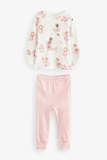 |Niña| Pack de 3 pijamas Hada blanca rosa/crudo (de 9 meses a 12 años)