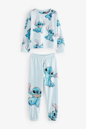 |Girl| Pijama Azul Com Licença Disney Stitch (3 a 16 anos)