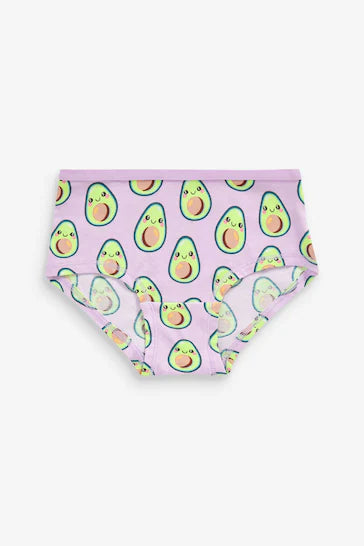 |Girl| Pacote Com 5 Cuecas Hipster - Pink/Grey Avocado(2-16 anos)